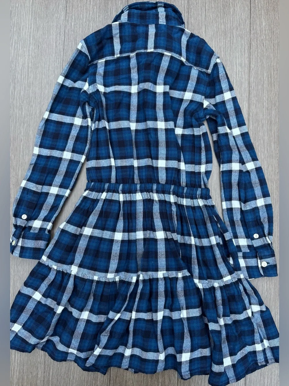 Ralph Lauren Girl Plaid Motif Flannel ShirtDress 100% Cotton In Blue Size 7